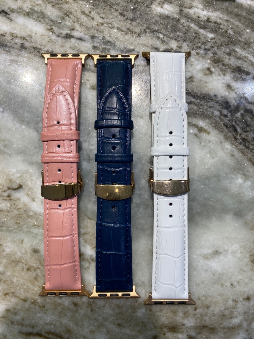 Apple Watch leather band - Rose gold butterfly buckle, price/band